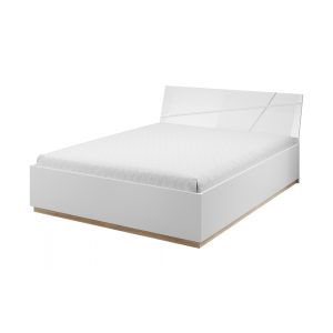 FUTURA FU-13 - łóżko (160) z pojemnikiem na pościel - biały/dąb riviera/biały połysk