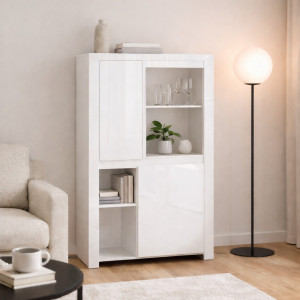 LINGO regał niski 2d biały połysk