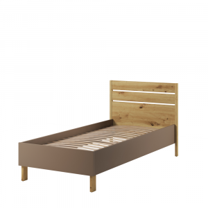 LENNY LY-10 - łóżko 90 ze stelażem - dąb artisan/beż/truflowy