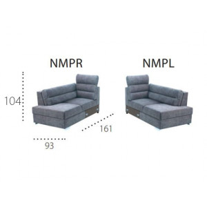 METRO NMPR/NMPL Moduł otomana z niskimi oparciami
