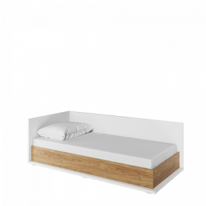 SIMI MS-09L - łóżko 90 lewe z materacem - biały/hikora naturalna