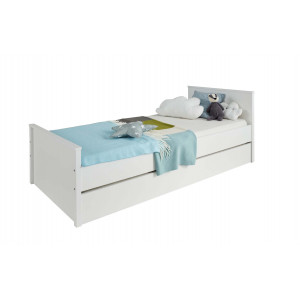 OLE białe łóżko matowe z dodatkowym łóżkiem wysuwanym 90 x 200
