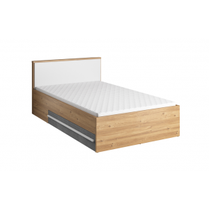 PLANO PN-10 - łóżko 120 2s ze stelażem - dąb nash/biały/beton