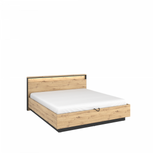 QUANT QS-02(160) - łóżko 160 z pojemnikiem i oświetleniem - dąb artisan/czarny