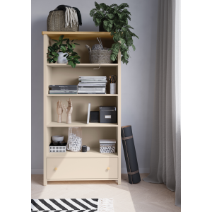 STORY SO-02 - regał 1s - beż piaskowy/dąb vincenza bielona