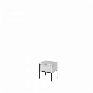 TREND TR-10 - stolik nocny 1s z oświetleniem- biały/czarny/frezowany