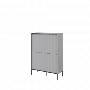 TREND TR-03 - komoda 4d z oświetleniem- szary/czarny/frezowanie półkole