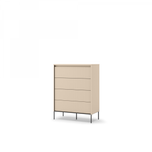 TREND SYPIALNIA TS-04 - komoda 4s z oświetleniem - beż piaskowy/czarny