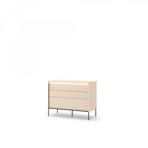 TREND SYPIALNIA TS-05 - komoda 3s z oświetleniem - beż piaskowy/czarny