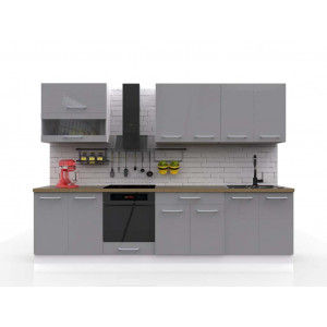 Kuchnia Vella - zestaw szafek kuchennych 3,0m - szary połysk