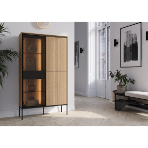 VISSO VI-01 - komoda 2d1w z oświetleniem - dąb linearny