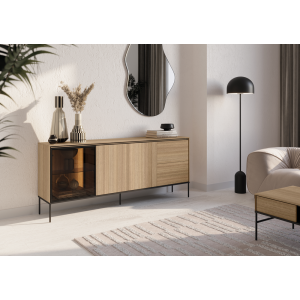 VISSO VI-06 - komoda 2d1w2s z oświetleniem - dąb linearny