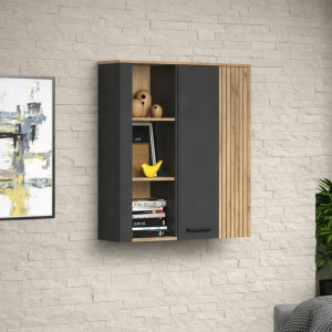 ESTEBAN witryna niska 1d1w grafit / dąb evok